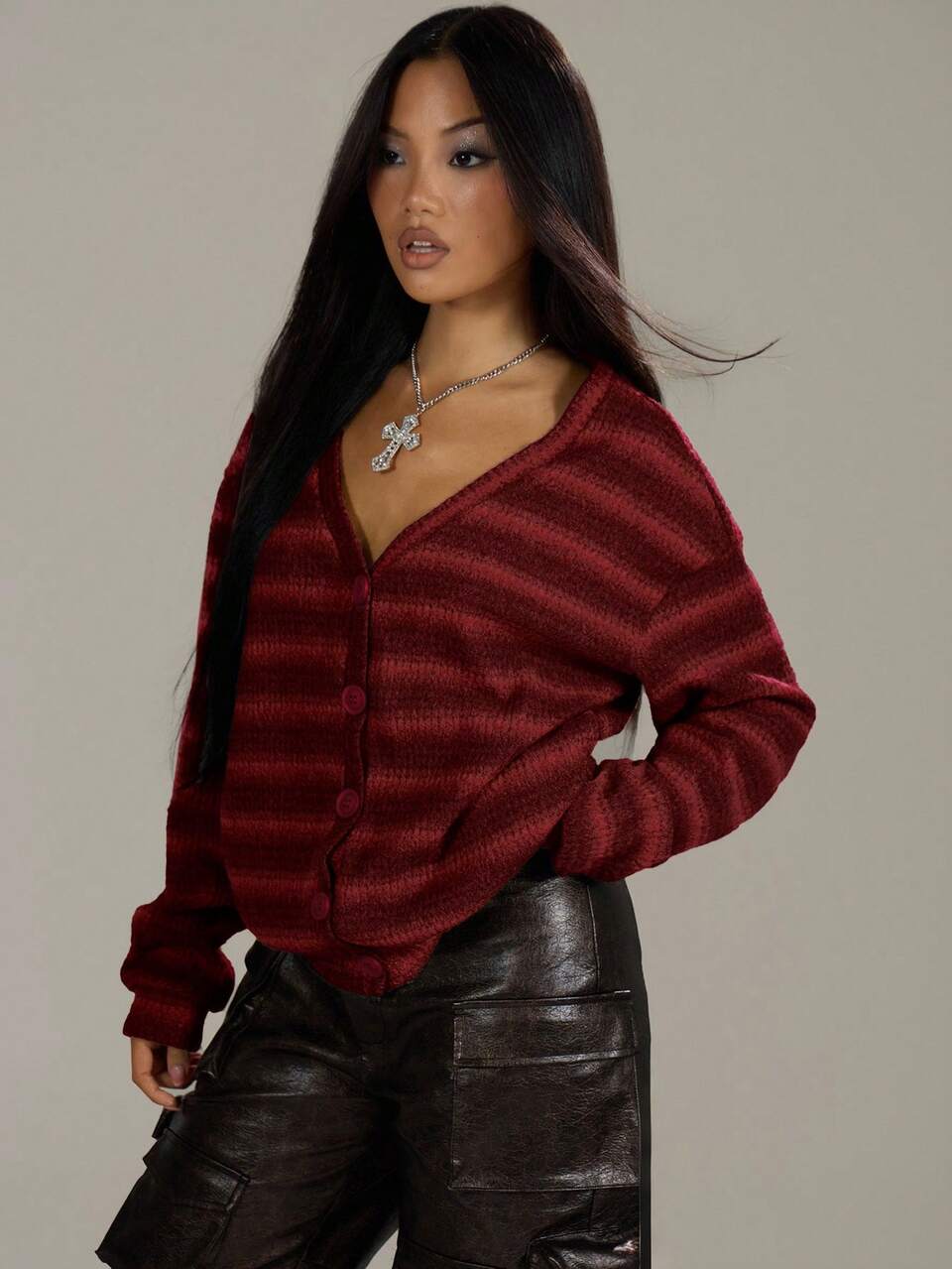 Cardigan à boutons rayé, manches longues, hauts décontractés printemps, style Y2K des années 90, rayures d'aéroport oversize, retour à l'école, hiver, usage quotidien, soirée élégante, pull