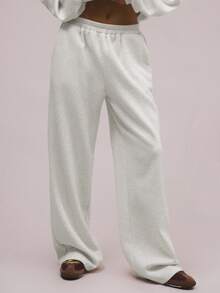 MUSERA Oversized Fleece Sweatpants Vacation Airport Casual 90's Graduation Teacher For Women  Spring Holiday Summer - Light Grey - View 2