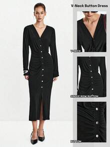 Lumivelle Halloween Women Midi Dresses Fall Cloth For Women - Black - View 9
