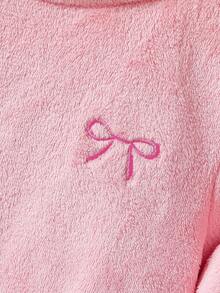 Tween Girls 2-Piece Pajama Set, Flame Resistant Soft Fleece Crew Neck Pullover Top And Pants, Comfortable Loungewear Autumn Girls Night Soft Pink Cute - Baby Pink - View 4
