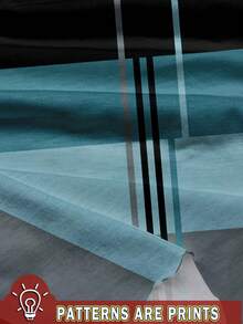 SHEIN LUNE Casual Striped Pattern Round Neck Tank Top For Women, Suitable For Summer - Blue - View 3