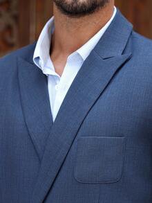 Calvornis Bộ vest công sở dài tay có ve áo màu trơn dành cho nam, mùa thu - Màu xanh lam - Xem 7