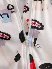 小男孩简约红色卡车印花长袖连体衣睡衣 - 彩色 - 查看 5