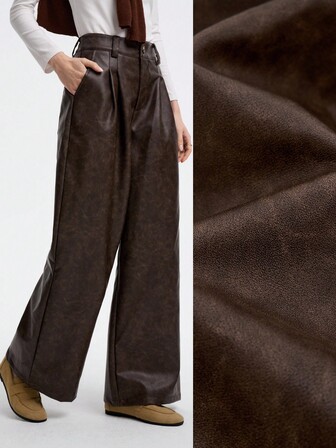 SHEIN X Jwoww Aalyst 女士优雅休闲宽松高腰裤，带口袋，舒适百搭，适合工作、度假和休闲，秋冬