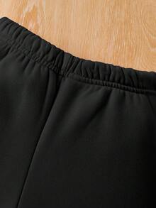 SHEIN 2 件套女婴服装，乡村可爱豹纹蝴蝶结装饰印花羊毛圆领长袖运动衫和豹纹蝴蝶结装饰羊毛裤，适合秋冬季外出 - 彩色 - 查看 6