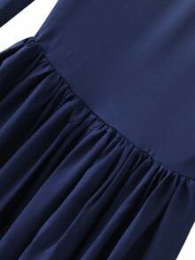 Rafferiza 1 件女式露肩扭纹前长袖 A 字口袋连衣裙，优雅秋季设计，黑色长款女装