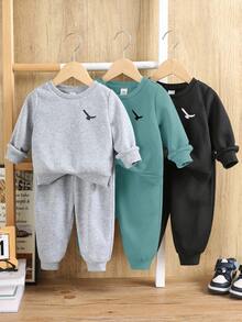 SHEIN 6pcs Baby Boy/Girl All-Match Casual Loose Fit Long Sleeve Hoodie Sweatshirt And Sweatpants Set, Suitable For Home And Outdoor, Autumn/Winter Fall - Multicolor - View 4