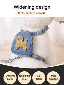 PETSIN 1 Piece Pet Backpack Lead, Dog, Cat Chest And Back Lead, Adjustable Chest And Back Strap, Comfortable And Breathable, Light And Not Choking, Chest Back Teddy Bear Lead, Pet Supplies