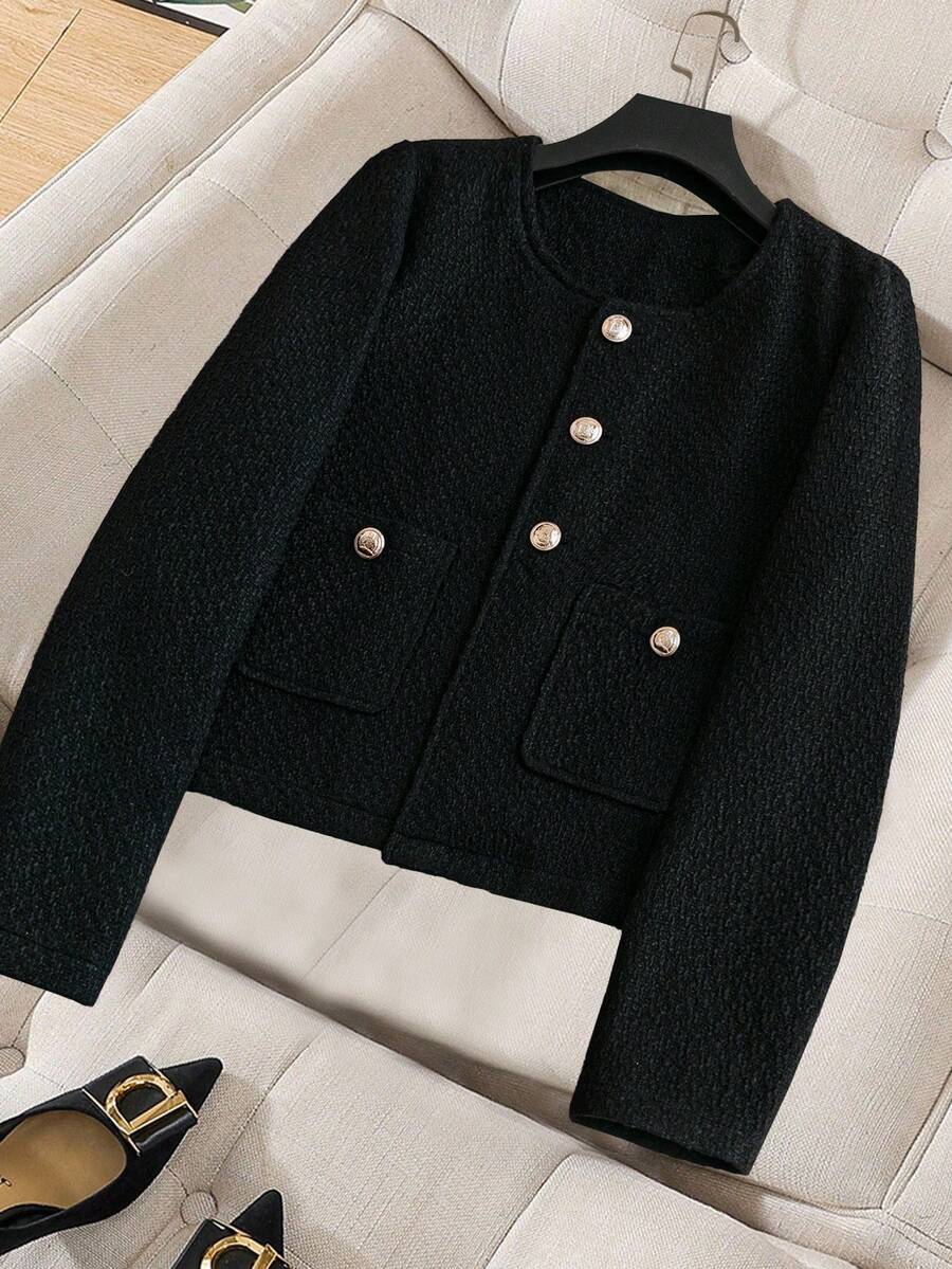 GlowEve Women's Crew Neck Button Long Sleeve Casual Jacket Fall Winter Cloth For Women