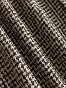 Franclia 外出、日常休闲、百搭通勤长袖上衣&千鸟格短裤、秋冬两件套、秋季穿搭 - 棕色 - 查看 6