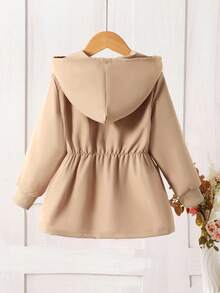 Genkimix Kids Áo khoác cho bé gái, áo khoác thời trang thường ngày cho mùa xuân và thu trở lại trường học, màu kaki trơn, trang trí nơ 3D, thắt lưng họa tiết xương cá, thiết kế eo tối giản, cúc màu hổ phách, áo khoác dài tay có mũ, phù hợp cho bé gái trở lại trường học vào mùa xuân và mùa thu, dễ thương và thời trang cho trường học, hoạt động ngoài trời, họp mặt gia đình, chụp ảnh hàng ngày, du lịch mùa thu đông. - Màu Khaki - Xem 2