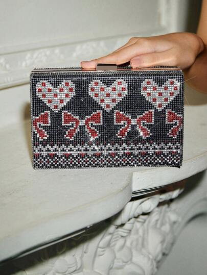 SHECARRY 女士时尚奢华水钻装饰晚装手拿包，圣诞节