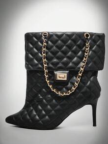 SHUZIA Inspiriert vom Designer Damen glamouröse, sexy Spitze Stiletto Absatz Steppbeutel ähnlich Stiefeletten