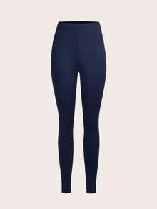 Slaydiva Quần legging bó dệt kim màu đen, xám, xanh lam cho nữ, kiểu dáng dài, mùa hè - Nhiều màu - Xem 6