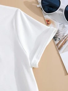 1pc Girls Cute Puppy Patchwork Print White Short Sleeve T-Shirt, Comfortable & Fashionable, Suitable For Students And Young Girls, All Seasons Girls Graphic Tee Cute Graphic Tees Cute T Shirt Puppy T Shirt Dog T Shirt