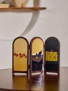 Cirelle 1 pezzo Divisorio da stanza in legno stile vintage medio secolo, multifunzione, pieghevole, da tavolo, decorazione per casa, accento unico per soggiorno, camera da letto, regalo creativo per regali di Natale, Capodanno cinese, decorazioni per scrivania, forniture per ufficio/studio, articoli per hotel di fascia alta, regalo di inaugurazione casa, regali di alto livello