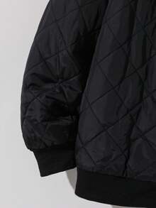 SHEIN 青少年男童基础款连帽毛绒内衬羽绒服，休闲舒适百搭，保暖加厚，适合秋冬季穿着。 - 黑色 - 查看 5