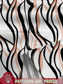 EMERY ROSE Plus Size Casual Striped Print Shirt, Suitable For Summer Suitable For Going Out Chic Blouses For Women,Flower/Vacation/Spring - Apricot - View 3