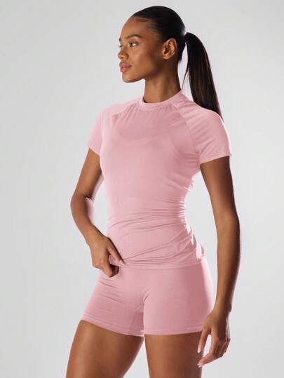 Musera Sport Solid Color Short Sleeve Sports Tee Running Short Active Comfy Workout Gym Running Run Club, Padel, Tennis, Pickleball Gym Yoga Pilates Fitness Daily Casual