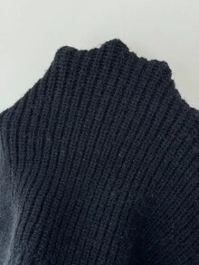 Elenzga Suéter elegante de punto con diseño de bolsillo falso para mujer, de alta calidad y gracia - Negro - Ver 7