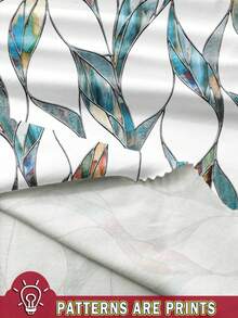 Rusticease 大码女式度假风格花卉叶印花长袖上衣和纯色宽松裤两件套，优雅休闲春夏季，2 件夏季服装女式秋季服装 - 水鴨藍 - 查看 3