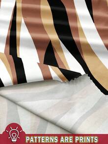 Veslaya Plus Size Striped Print Summer Casual Dress, Suitable For Vacation Flowy Dress Suitable For Going Out Chic Dress - Apricot - View 3