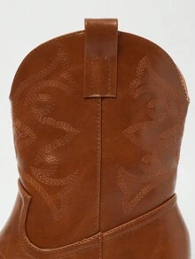 Solezae Botines de tobillo de estilo vaquero occidental con tacón de bloque y punta glamorosa bordada para mujer - Granate - Ver 7