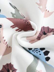 Cozy Pixies 2 件套男婴卡通恐龙印花圆领长袖连帽衫和纯色喇叭裤套装 - 彩色 - 查看 12