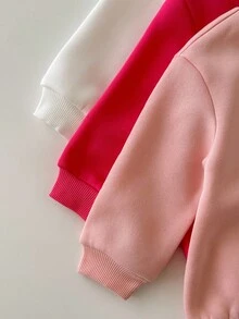 3件套新生女宝宝连体衣，秋冬季抓绒针织圆领长袖爱心印花连体衣