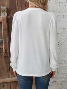 EMERY ROSE Women's Casual Versatile Crew Neck Long Sleeve T-Shirts - White - View 2