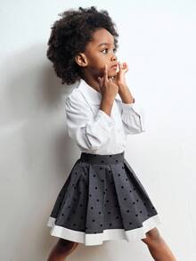 Maija Kids Maija Kids 年轻女孩拼布对比圆点图案裙子 - 灰色 - 查看 6