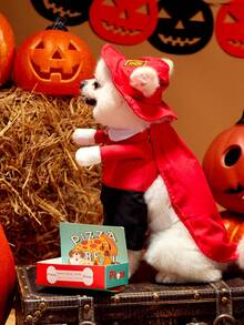 PETSIN Trang phục hóa trang thú cưng đứng dễ thương trong phim Halloween Pizza Delivery Man, dành cho tiệc Halloween - Đỏ - Xem 3
