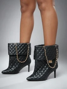 SHUZIA Inspiriert vom Designer Damen glamouröse, sexy Spitze Stiletto Absatz Steppbeutel ähnlich Stiefeletten