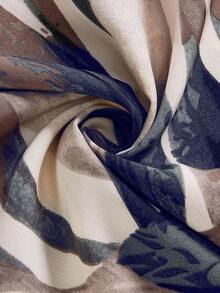 EMERY ROSE Plus Size Women Solid Color Batwing Sleeve Shirt And All-Over Print Wide Leg Pants Casual 2 Pieces Set - Black - View 6