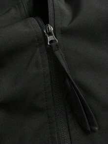 Manfinity Roghcode 男士休闲撞色连帽夹克，科技夹克，男士拉链未来派户外风衣，秋季，送给男朋友和丈夫的完美节日礼物 - 黑色 - 查看 5