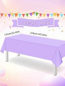 1 pièce/2 pièces Nappe jetable de couleur unie rectangulaire légère violet clair, en polyester, convient pour les mariages, les anniversaires, les rassemblements quotidiens, les décorations de fête, facile à nettoyer