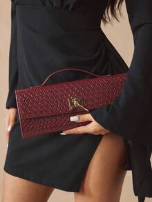 SHEIN SXY 女士，女式手提包，亮片，时尚，简约，优雅，多功能，经典，红色，适合经典、约会、日常、购物、下午茶、派对、舞会、俱乐部、生日、晚会、约会之夜、舞会 - 紅木色 - 查看 7