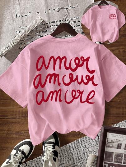 Glissea Camiseta de mujer de manga corta, cuello redondo, hombros caídos, casual y versátil para el verano