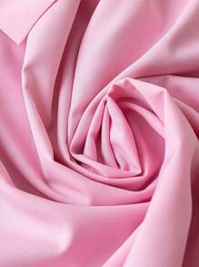 Rometta Camisa suelta casual elegante y sexy de hombros descubiertos con decoración de lazo, color rosa romántico en talla grande - Rosa - Ver 5