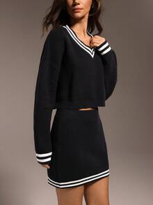 Hanevo Set de 2 suéteres holgados de punto casual para mujer, versátil para otoño/invierno - Negro - Ver 6