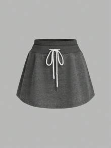 SHEIN LUNE 3件套女士休闲百搭束腰防走光短裙套装，黑/白/灰 - 彩色 - 查看 3