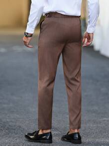 Calvornis 男士商务正装裤，休闲装，周末出游，户外活动，旅行，通勤舒适百搭的裤子，推荐作为礼物送给朋友，男朋友，丈夫男士正装休闲裤男士裤子棕色西装裤男士正装休闲裤男士正装休闲裤棕色正装裤男士男士正装休闲裤男士裤子 - 棕色 - 查看 2