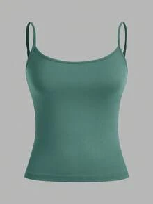 SHEIN EZwear 3 件套女士细肩带短款紧身背心，蓝色、白色、杏色，适合夏季 - 彩色 - 查看 7