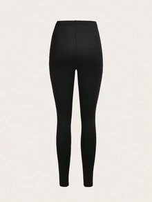 Slaydiva Quần legging bó dệt kim màu đen, xám, xanh lam cho nữ, kiểu dáng dài, mùa hè - Nhiều màu - Xem 11