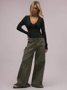 MUSERA Áo dệt kim tay dài cổ chữ V, kiểu dáng thanh lịch, thích hợp cho kỳ nghỉ xuân, dễ thương, gợi cảm, phong cách thập niên 90, mùa hè, màu pastel ngọt ngào, sân bay, kỳ nghỉ đông, mặc hàng ngày, dự tiệc tối, sang trọng. - màu đen - Xem 4