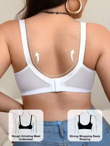 DesireSculpt 1 Áo ngực không gọng lưới họa tiết hoa vá màu trơn thời trang & thanh lịch, cỡ lớn - trắng - Xem 2