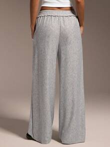 Hanevo Women's Casual Street Style Elastic Waist Pocket Maxi Sweatpants - Light Grey - View 2