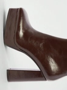 Solezae Women's Comfortable & Fashionable Square Toe Side Zipper Chunky Heel Ankle Booties - Brown - View 6