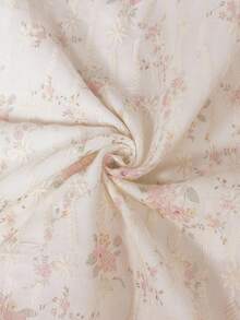 EMERY ROSE 大码女式V领单排扣短款泡泡袖优雅刺绣花卉衬衫 - 彩色 - 查看 3