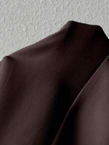 SHEIN Unity Women's Solid Color Lapel NeckLong Sleeve Single-Button Casual Blazer Jacket, Autumn - Mocha Brown - View 7